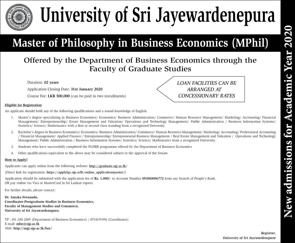 Master of Philosophy in Business Economics
