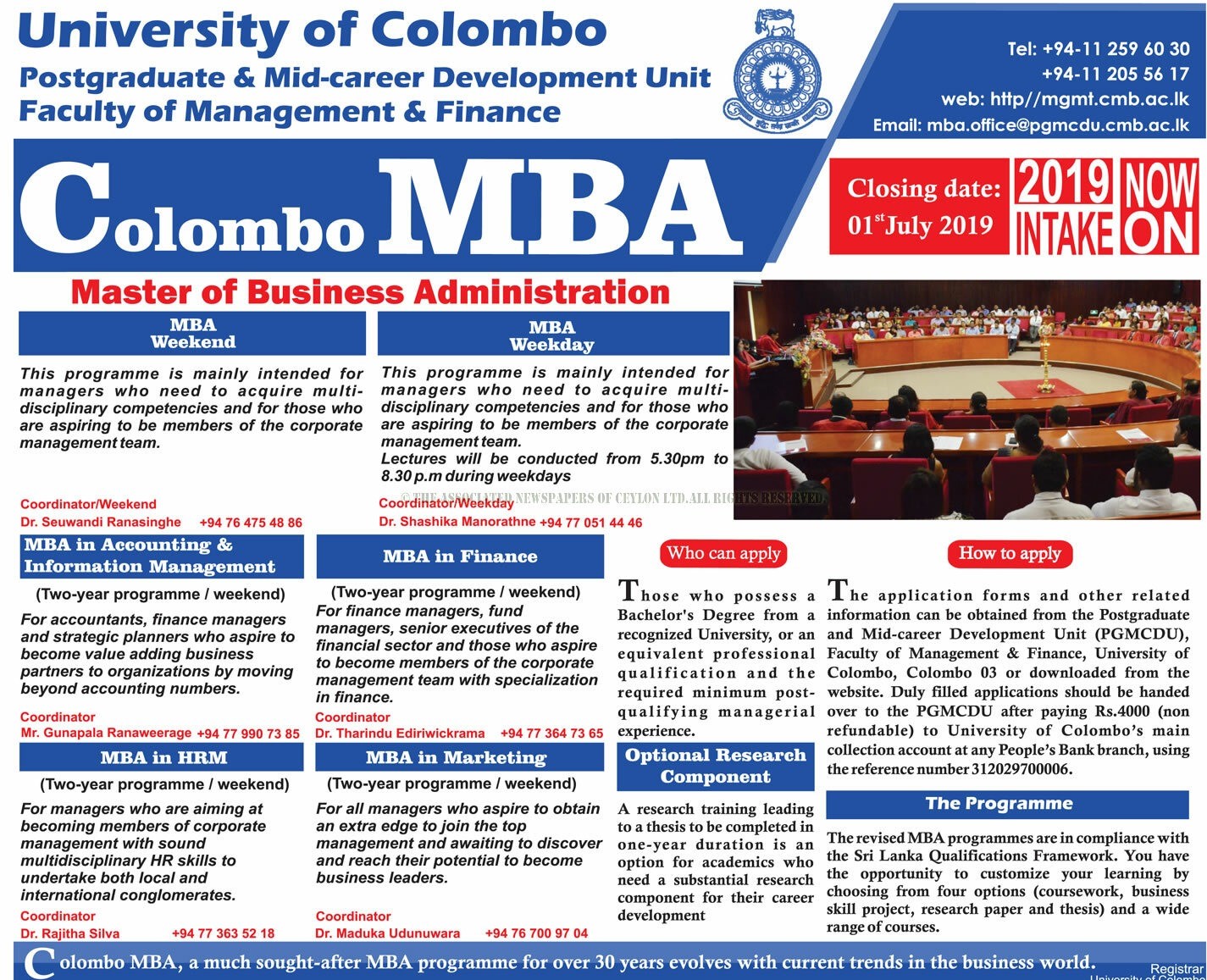 University of Colombo Cources