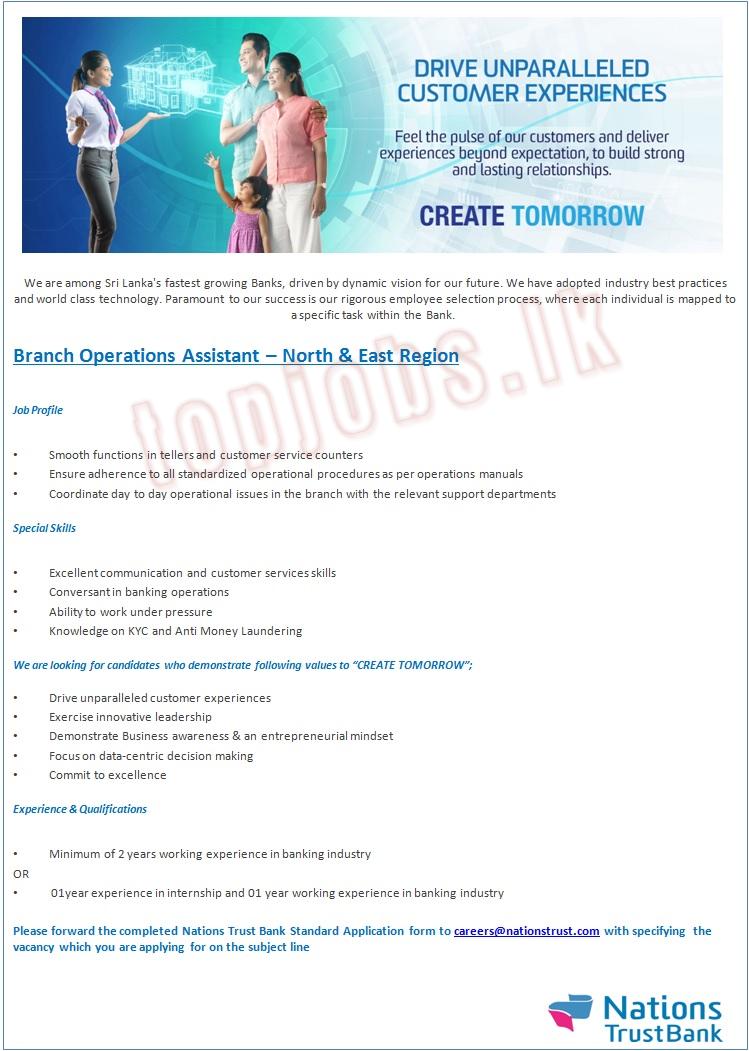 Branch Operations Assistant - Nations Trus Bank PLC
