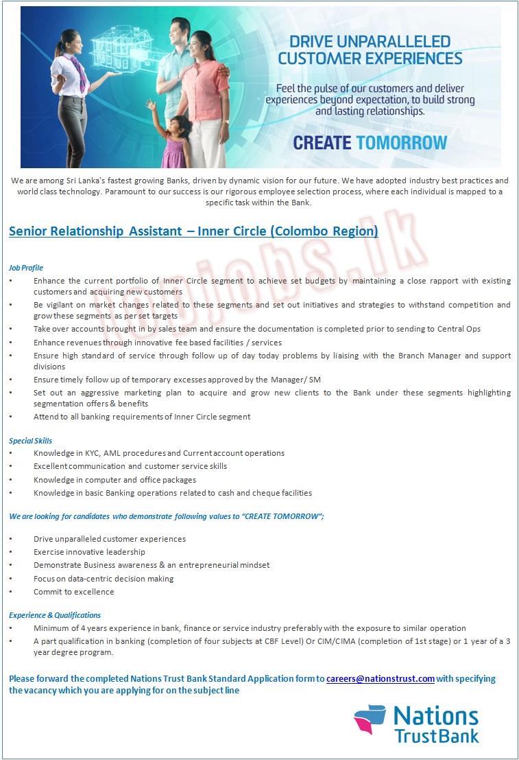 Senior Relationship Assistant - Inner Circle ( Colombo Region)