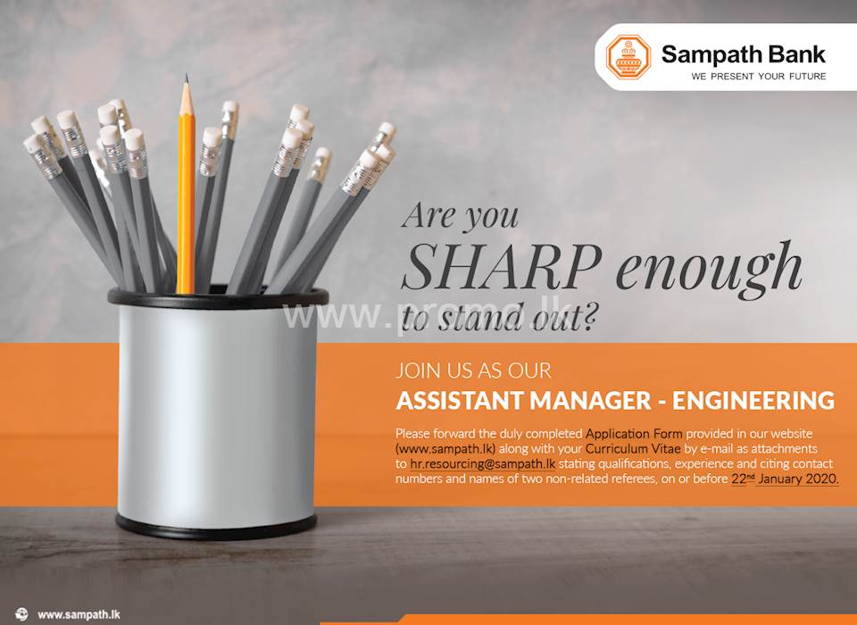 Assistant Manager - Sampath Bank Job Vacancies 2020