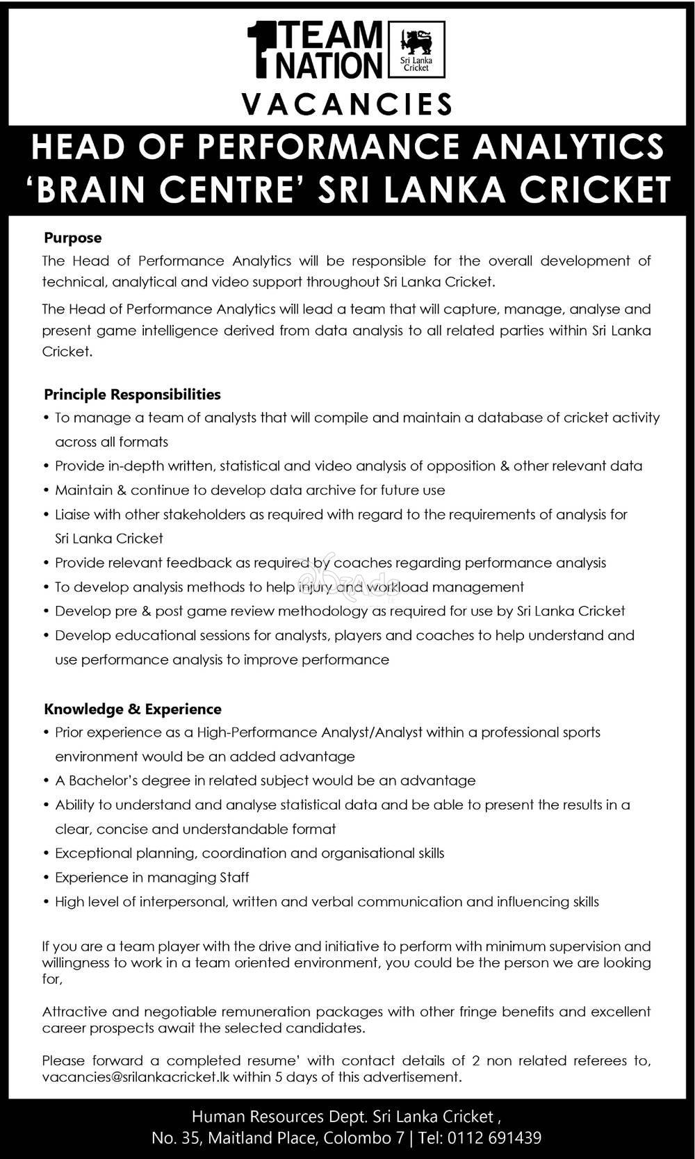 Security Manager - Team Nation Sri Lanka Cricket