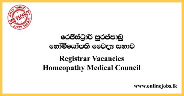 Registrar Vacancies Homeopathy Medical Council